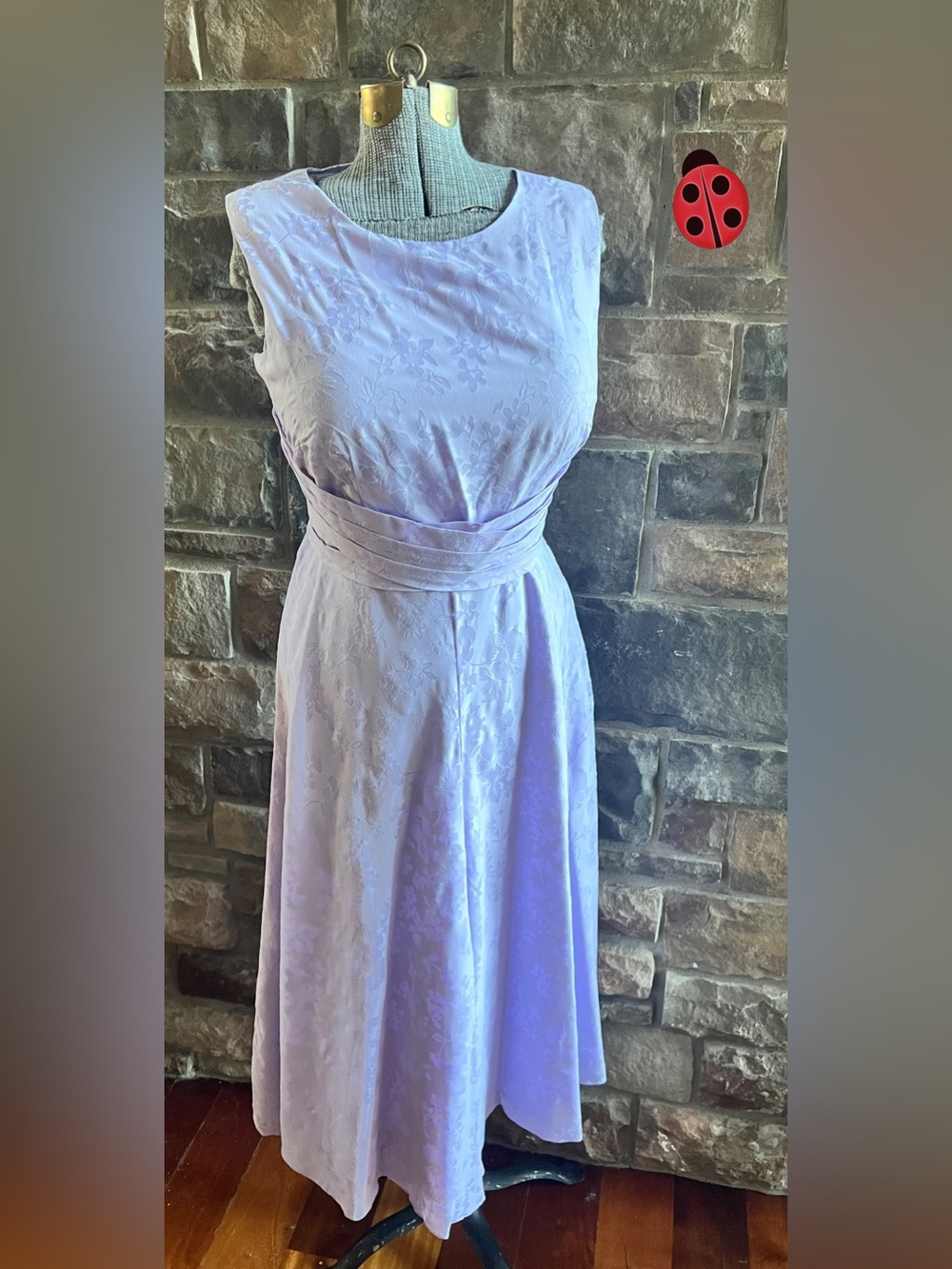 Coldwater Creek Lilac Floral Jacquard Sleeveless Dress tea length